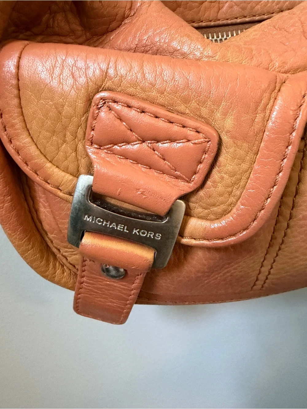 Michael Kors Ranger Hobo Bag Burnt Cognac Leather Cargo Shoulder Purse